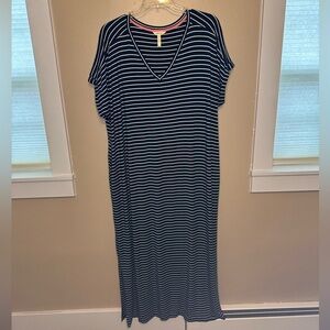 Matilda Jane Striped Maxi Dress WITH POCKETS Size XXL Navy White